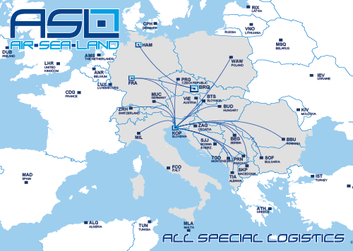 ASL service area map Europe 